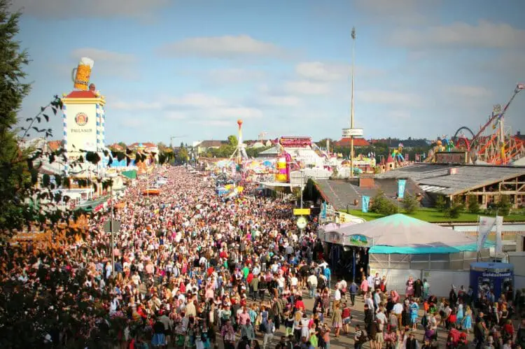 Wide view of Oktoberfest German beer festival